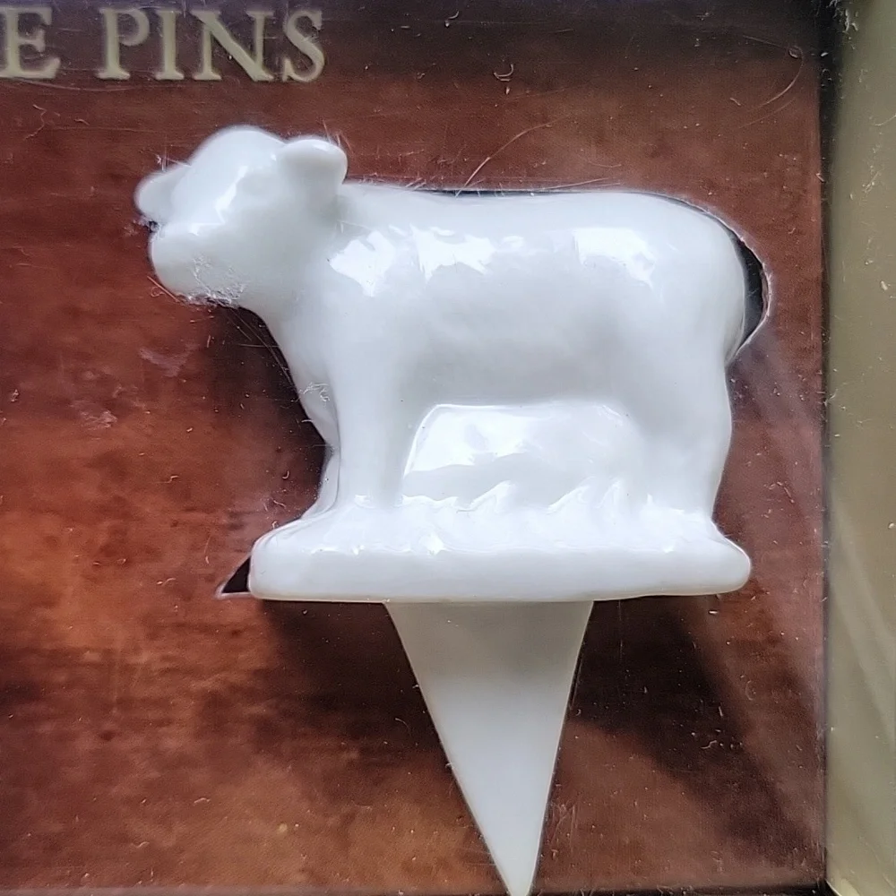 Surlatable Barnyard Cheese White Porcelain Set Of 3 Pins For Charcuterie Board